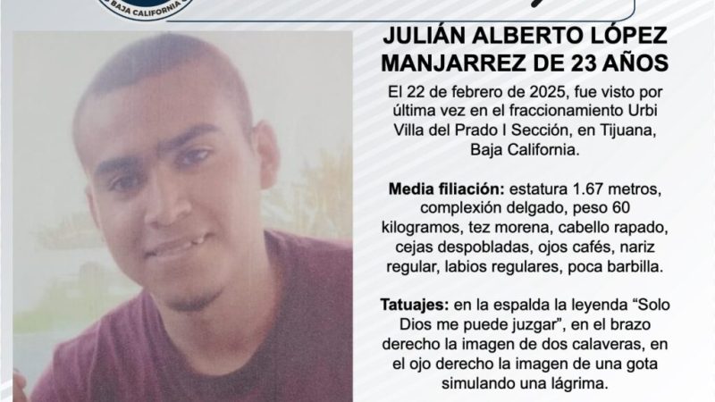 Pesquisa de Julián Alberto López Manjarrez de 23 años de edad