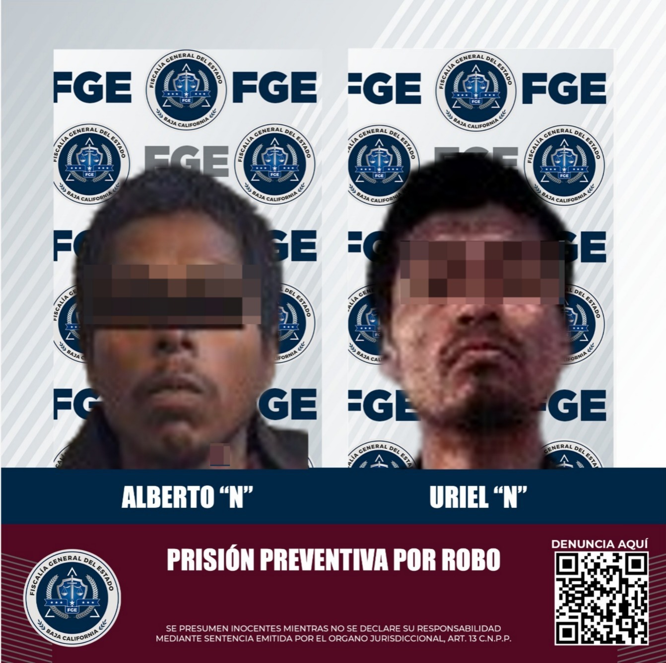 Dos hombres en prisión preventiva por robo en Playas de Rosarito