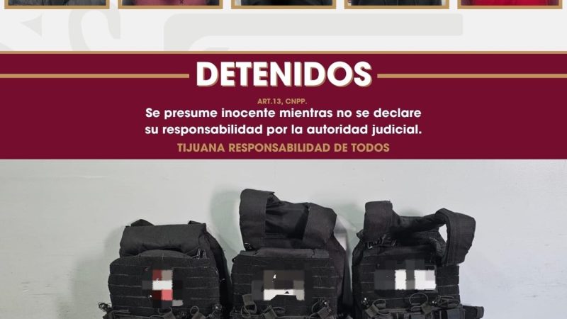 A disposición de autoridades investigadoras los cinco detenidos por la Policía Municipal por portación de arma de fuego