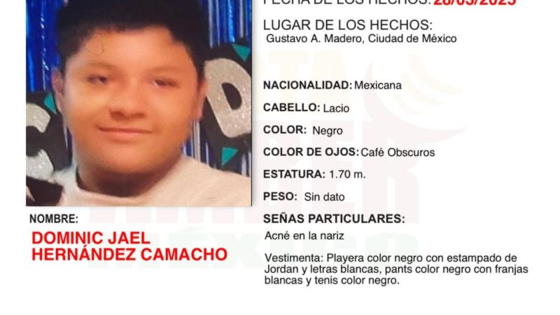 Alerta Amber de Dominic Jael Hernández Camacho de 15 años de edad
