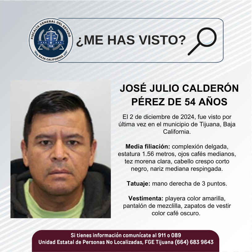 Pesquisa de José Julio Calderón Pérez de 54 años de edad