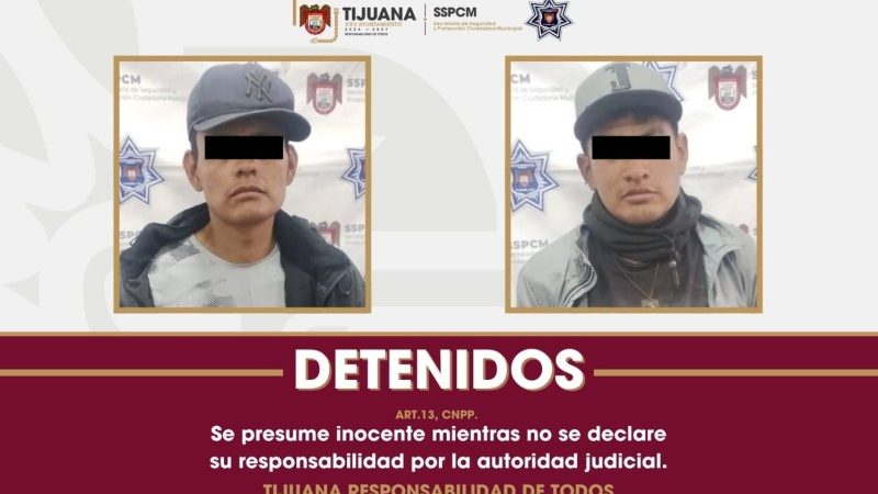 Captura Policía Municipal a dos personas por robo con violencia a comercio