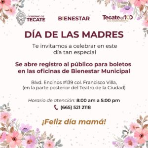 Gobierno de Tecate invita a celebrar el Día de las Madres