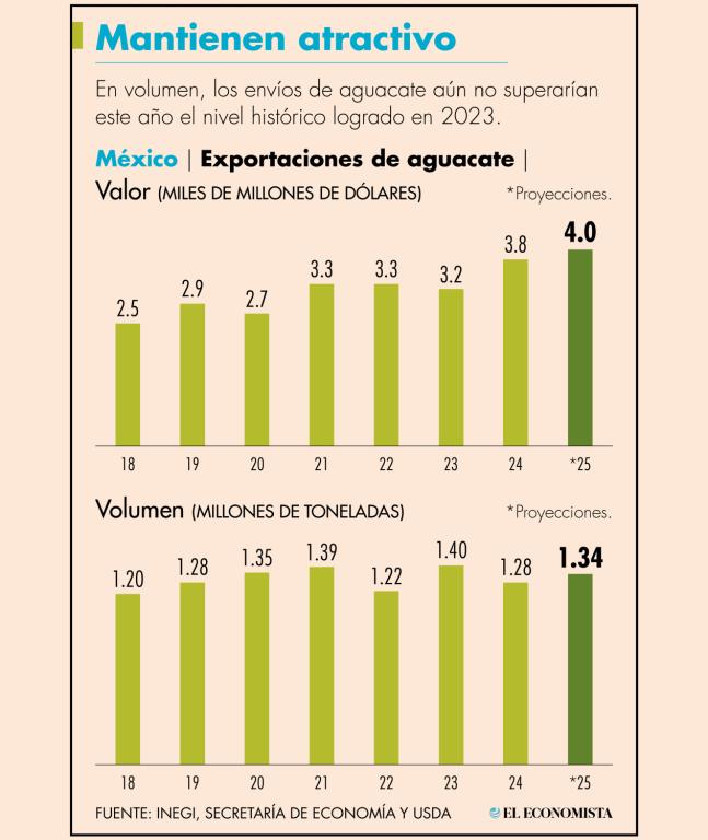 Exportaciones de aguacate mexicano anotarán récord de 4,000 mdd este 2025