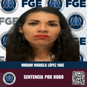 Recibe sentencia condenatoria mujer responsable de robo