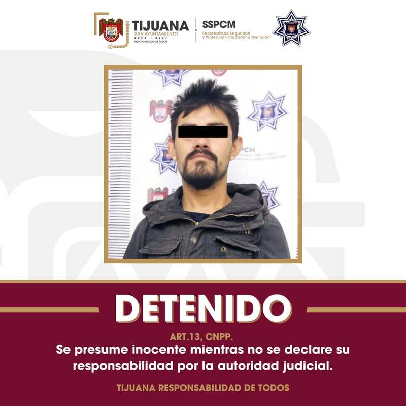 Asegura Policía Municipal de Tijuana a hombre con arma de fuego en la colonia Francisco Villa