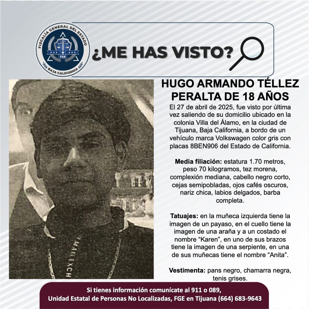 Pesquisa de Hugo Armando Téllez Peralta de 18 años de edad