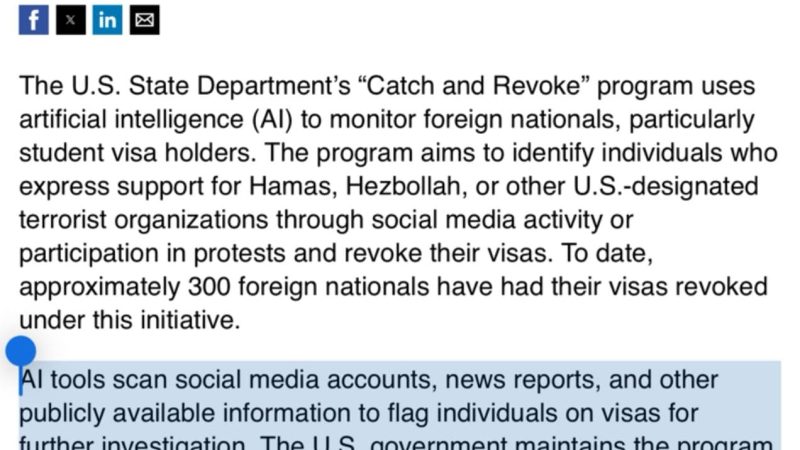 El Programa “Catch and Revoke” cancela visas de extranjeros mediante algoritmo de IA
