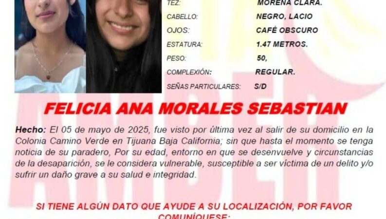 Alerta Amber de Felicia Ana Morales Sebastián de 15 años de edad