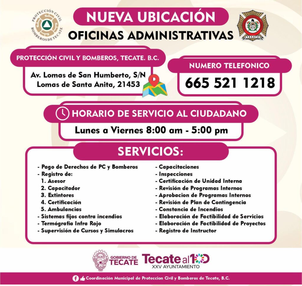 Se reubican oficinas administrativas de Protección Civil y Bomberos