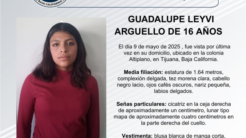 Pesquisa de Guadalupe Leyvi Arguello de 16 años de edad