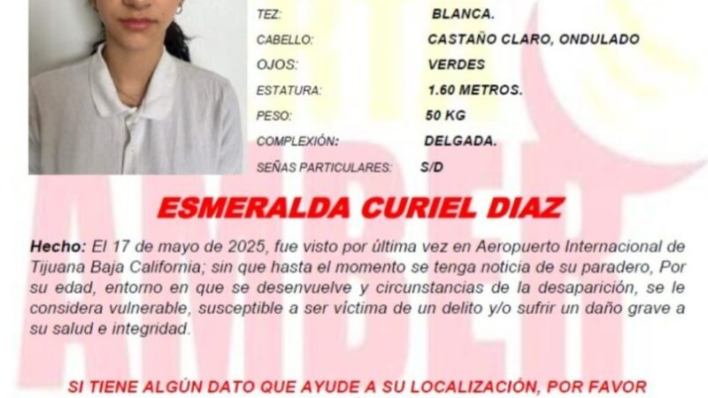 Alerta Amber de Esmeralda Curiel Díaz de 14 años de edad