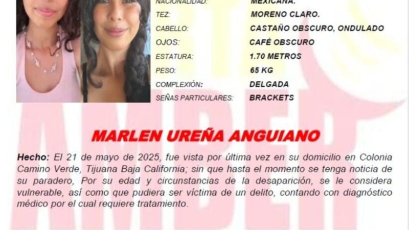 Alerta Amber de Marlen Ureña Anguiano de 15 años de edad
