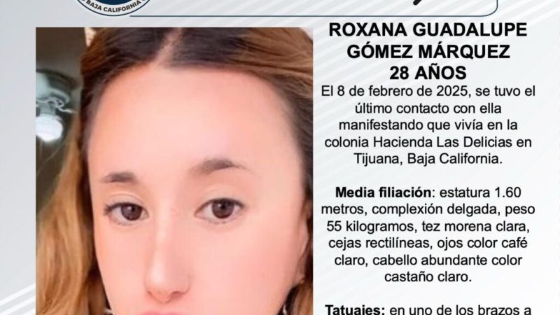Pesquisa de Roxana Guadalupe Gómez Márquez de 28 años de edad