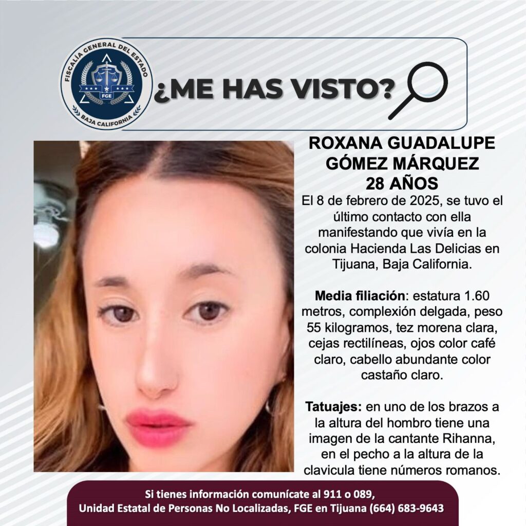 Pesquisa de Roxana Guadalupe Gómez Márquez de 28 años de edad