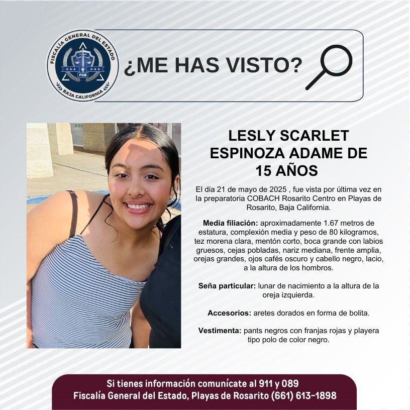 Pesquisa de Lesly Scarlet Espinoza Adame de 15 años de edad