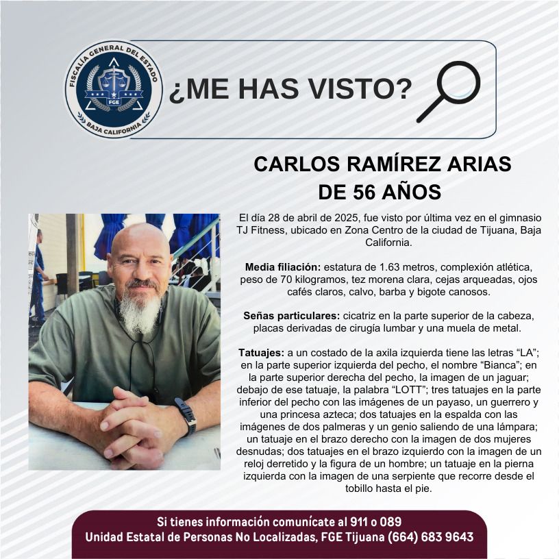 Pesquisa de Carlos Ramírez Arias de 56 años de edad