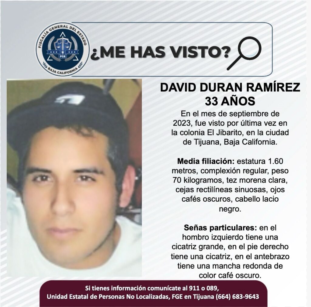 Pesquisa David Duran Ramírez de 33 años de edad