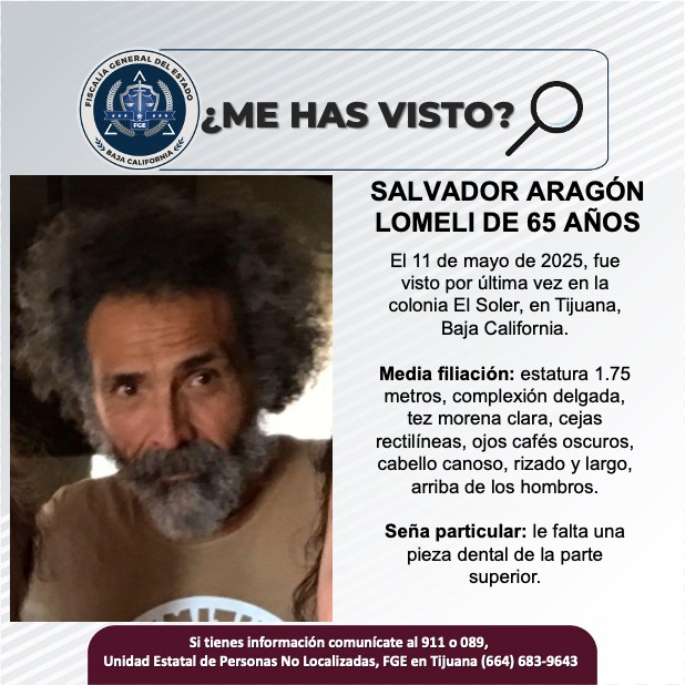 Pesquisa de Salvador Aragón Lomeli de 65 años de edad