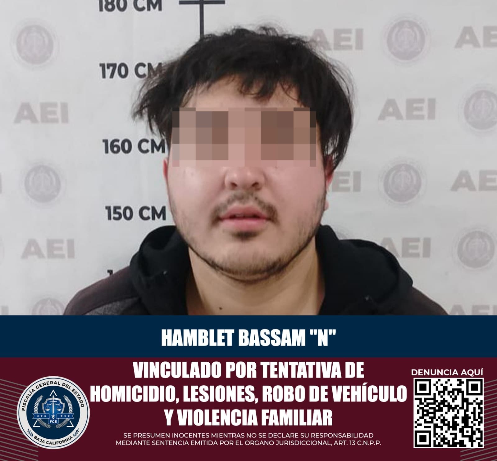 FGE logra vinculación a proceso de un masculino por tentativa de homicidio, lesiones calificadas, robo de vehículo y violencia familiar
