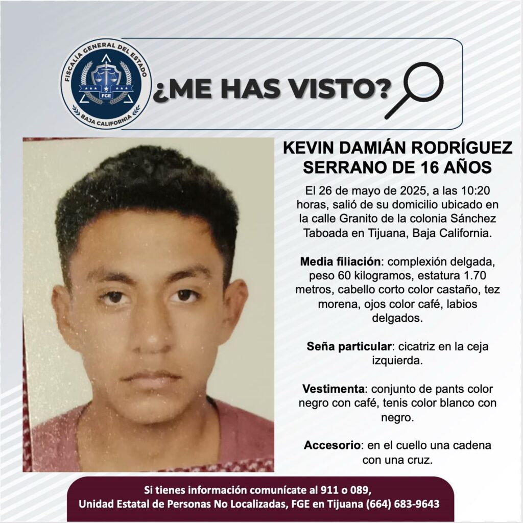 Pesquisa de Kevin Damián Rodríguez Serrano de 16 años de edad