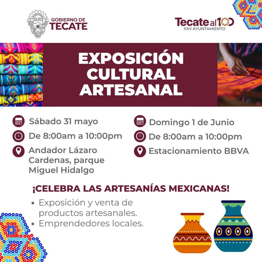 Invita Gobierno de Tecate a Expo Cultural Artesanal