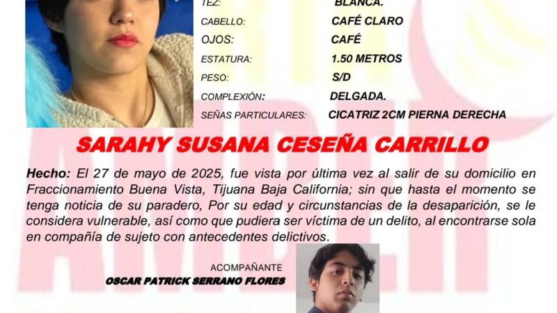 Alerta Amber de Sarahy Susana Ceseña Carrillo
