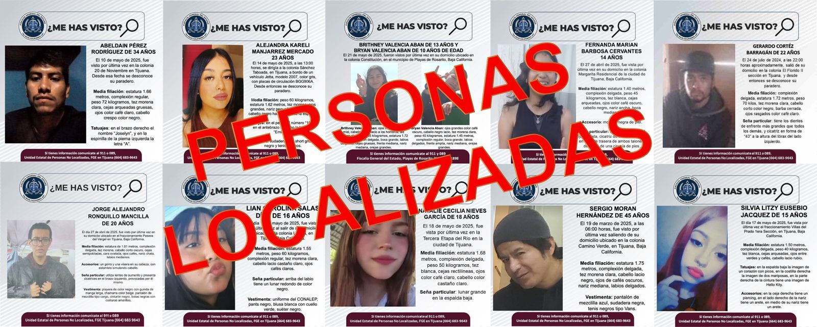 FGE localiza a once personas con reporte de búsqueda