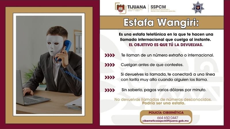 Alerta SSPCM y emite recomendaciones a la ciudadanía para evitar estafa Wangiri