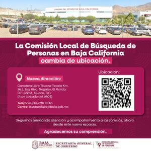 Informa Gobierno del Estado nueva sede de la Comisión Local de Búsqueda en Tijuana