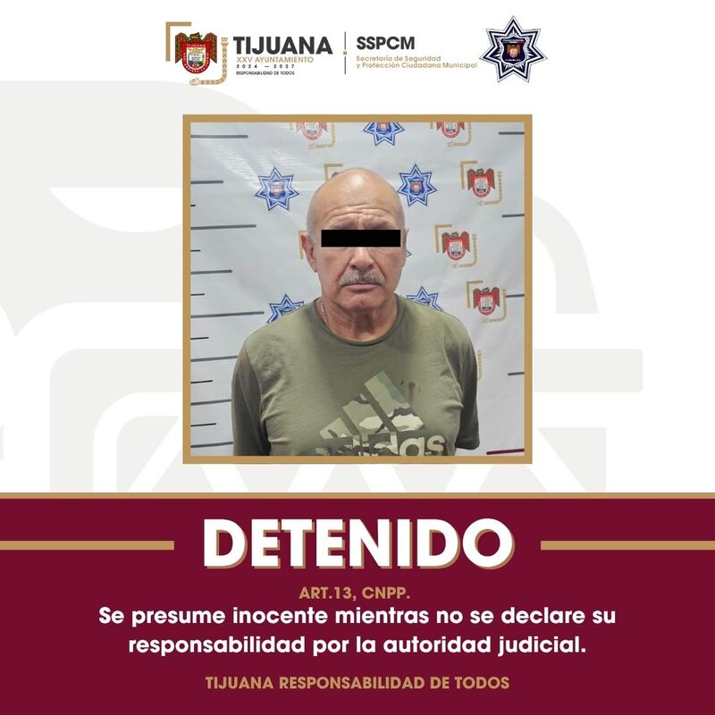 Asegura Policía Municipal de Tijuana a presunto responsable de intentar robar vehículo con arma de fuego