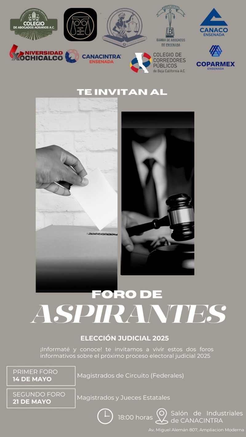Foro para aspirantes al poder judicial, 14 y 21 próximos