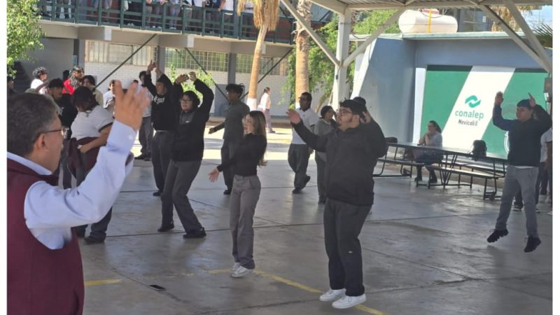Participan estudiantes de CONALEP Mexicali II en activación física masiva