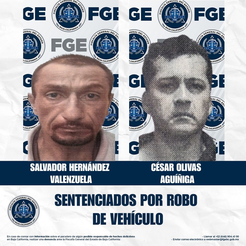Fiscalía Regional de Tijuana logra sentencia condenatoria en dos casos de robo de vehículos