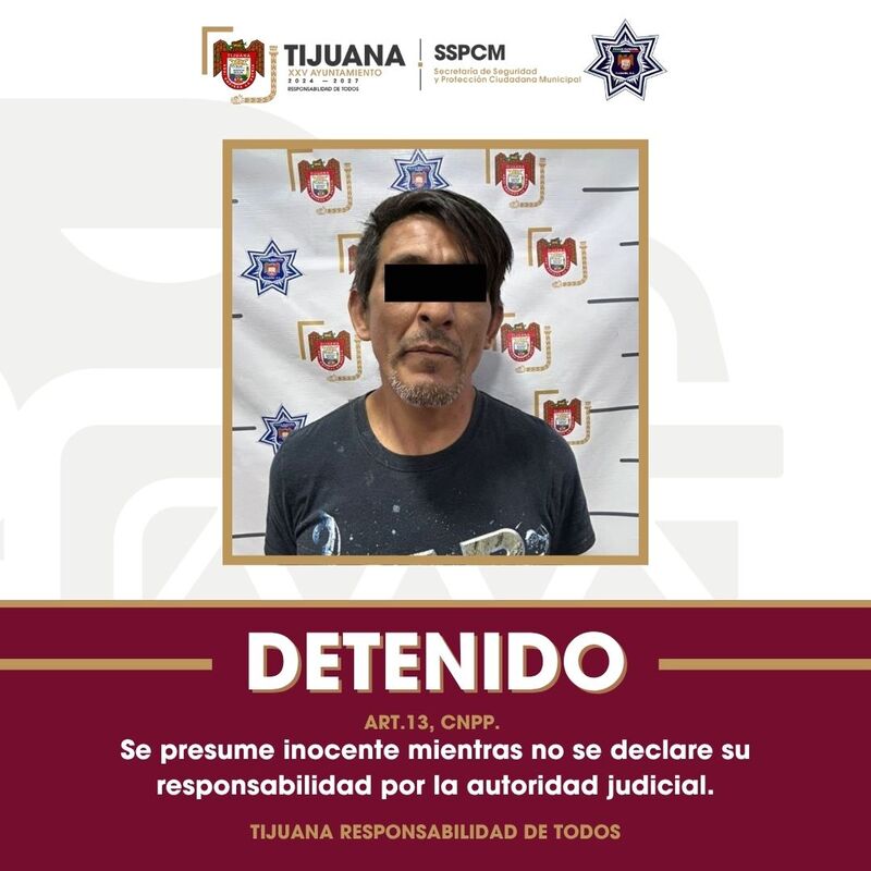 Detiene Policía Municipal de Tijuana a hombre armado con machete