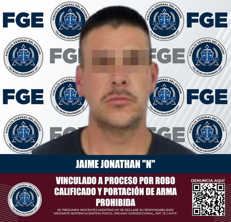 Sujeto vinculado a proceso en Tecate por dos delitos