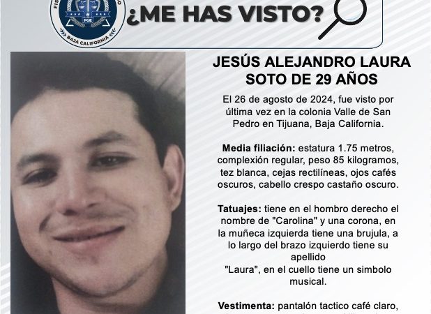 Pesquisa de Jesús Alejandro Laura Soto de 29 años de edad