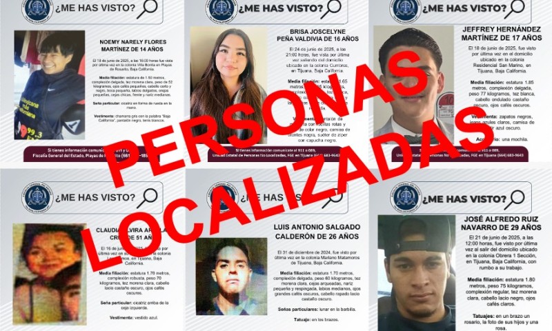 FGE localiza a seis personas con reporte de búsqueda