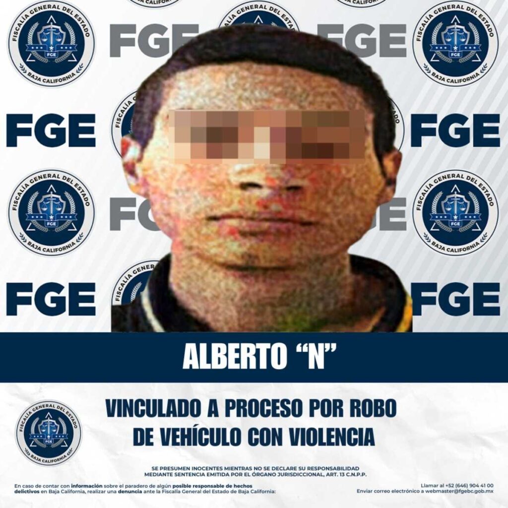 Fiscalía Regional de Tijuana logra vinculación a proceso por robo de vehículo con violencia
