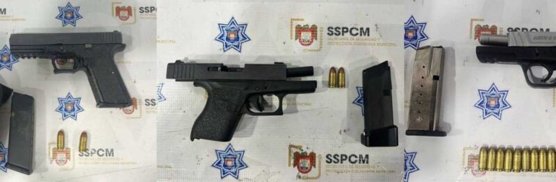 Decomisa Policía Municipal tres armas de fuego durante patrullajes preventivos