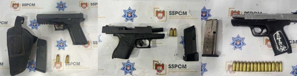 Decomisa Policía Municipal tres armas de fuego durante patrullajes preventivos