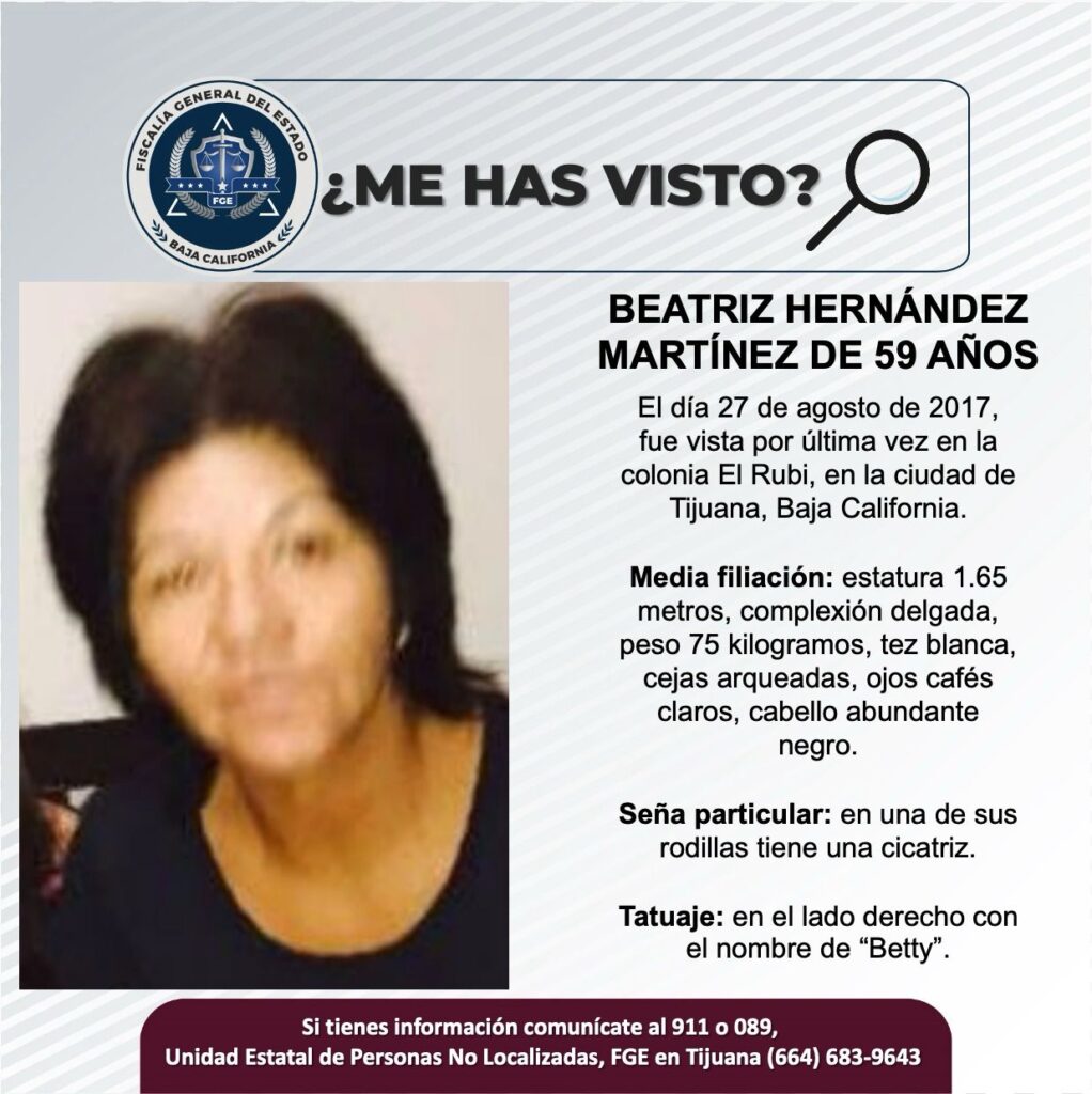 Pesquisa de Beatriz Hernández Martínez de 59 años de edad