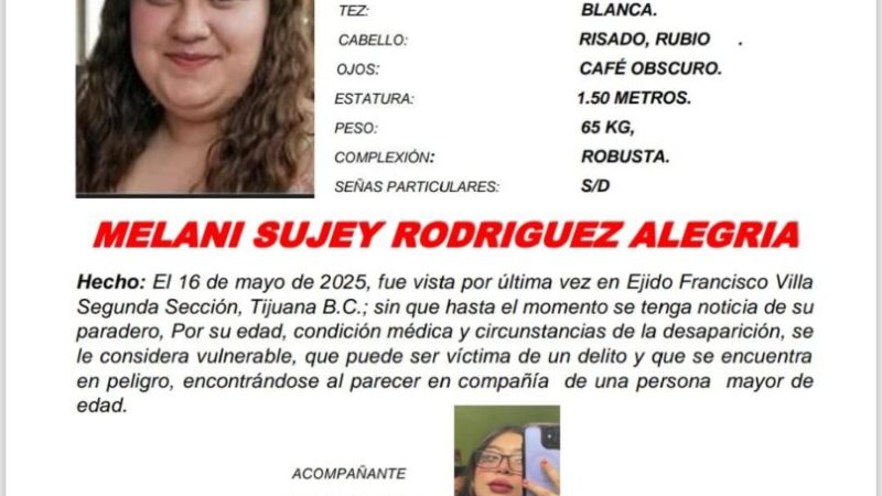 Alerta Amber de Melani Sujey Rodríguez Alegría de 16 años de edad