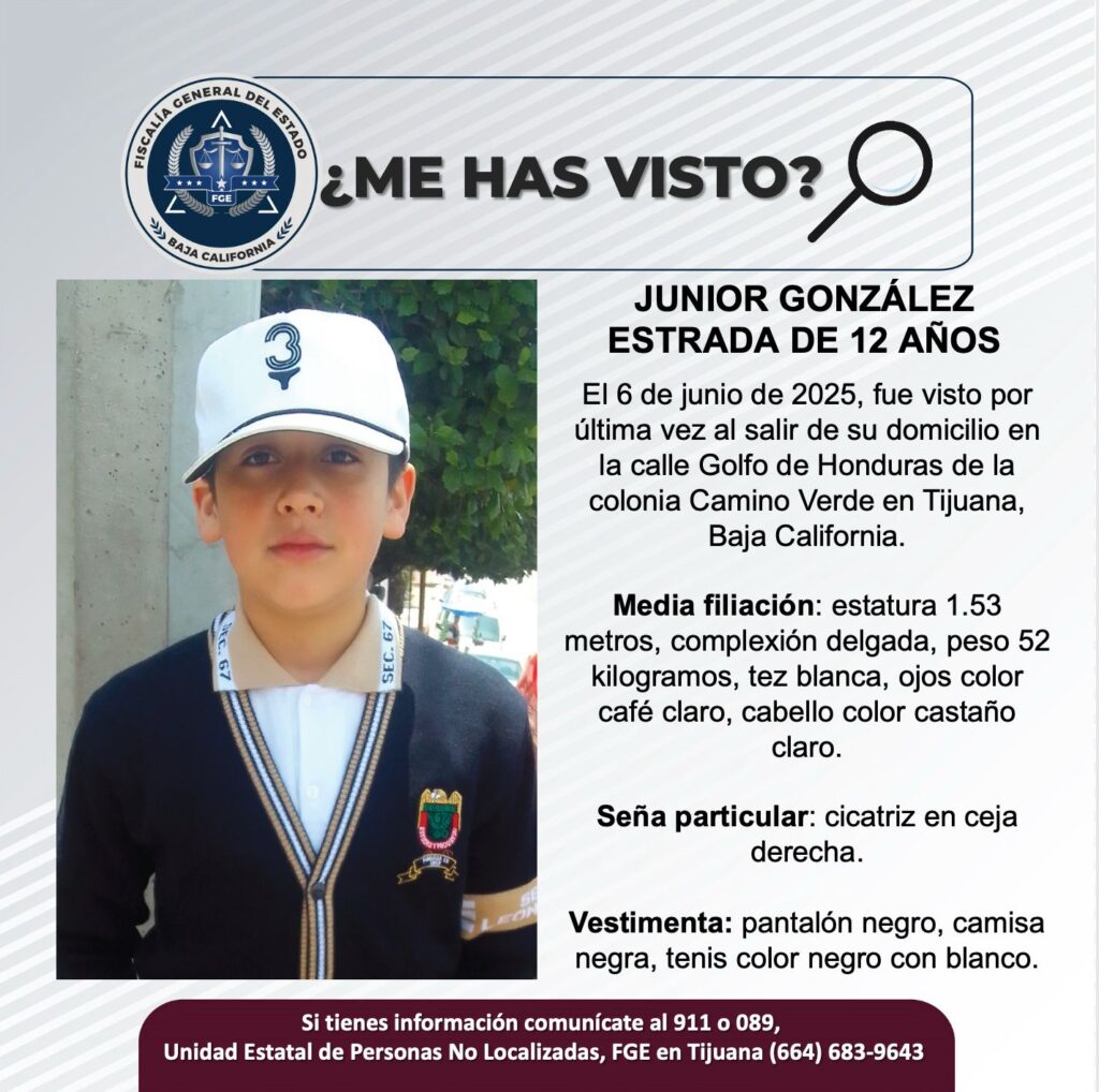 Pesquisa de Junior González Estrada de 12 años de edad