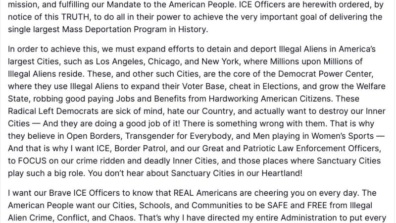 Trump ordena a ICE iniciar “la mayor operación de deportación masiva de la historia”