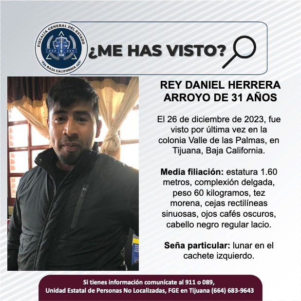 Pesquisa de Rey Daniel Herrera Arroyo de 31 años de edad