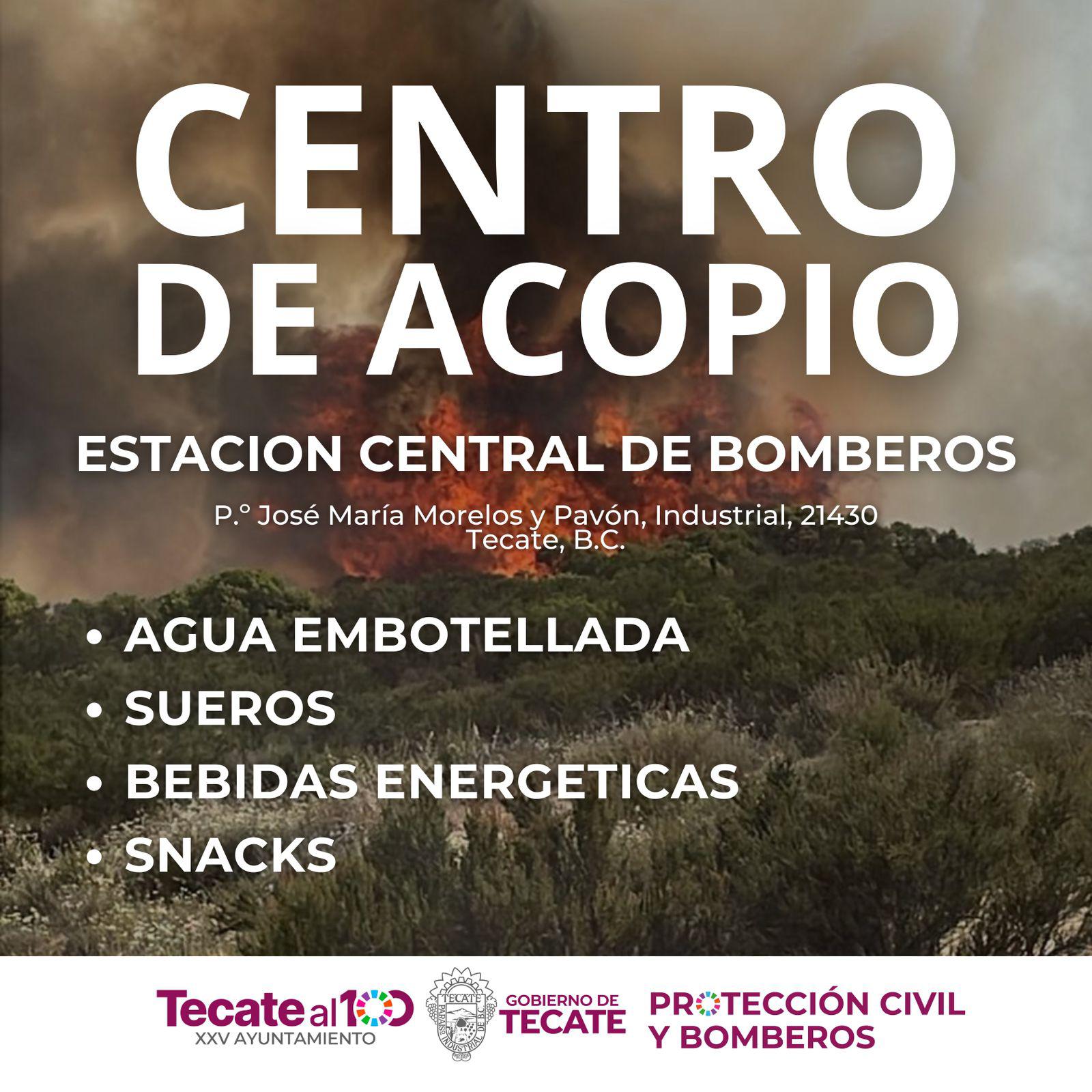 Colocan punto de recolección de víveres para combatir incendios forestales