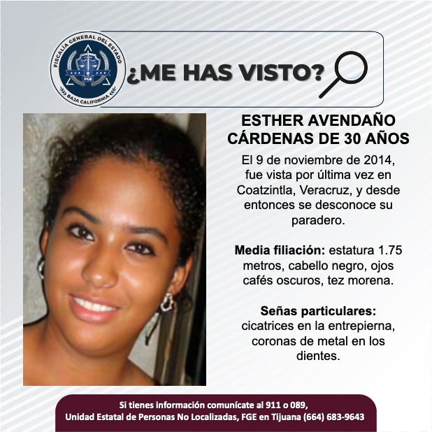 Pesquisa de Esther Avendaño Cárdenas de 30 años de edad