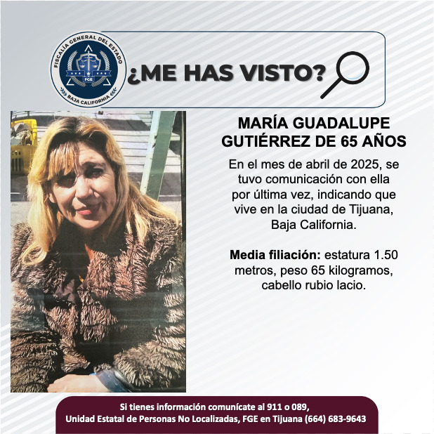 Pesquisa de María Guadalupe Gutiérrez de 65 años de edad