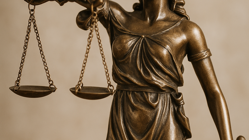 La Dama de la Justicia se quita la venda y se la vuelve a poner